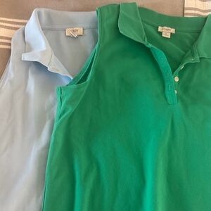 J. Crew Sleeveless Green and Light Blue Tops